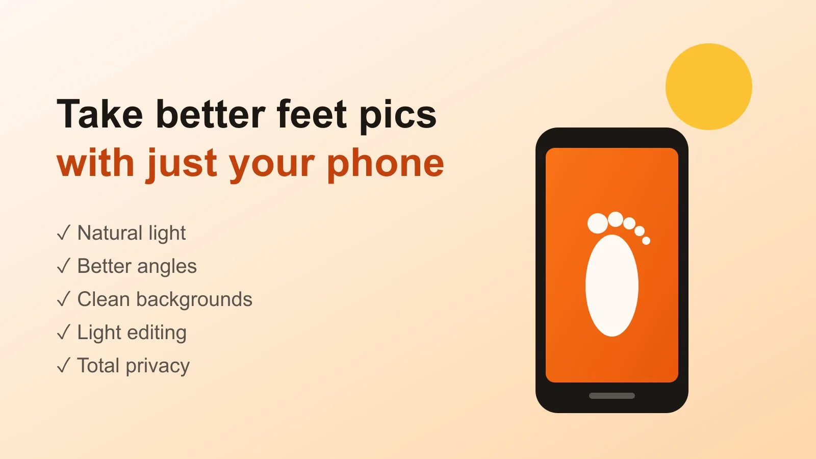 Illustration of a smartphone camera and sunlight: tips for taking good feet pics with your phone